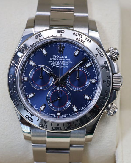2016 Rolex Cosmograph Daytona 40MM Blue Dial White Gold Oyster Bracelet (116509)