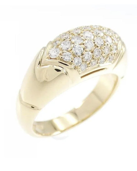 Bvlgari Accessories 18K Yellow Gold Pave Diamond Tronchetto Size 6 (Ring)