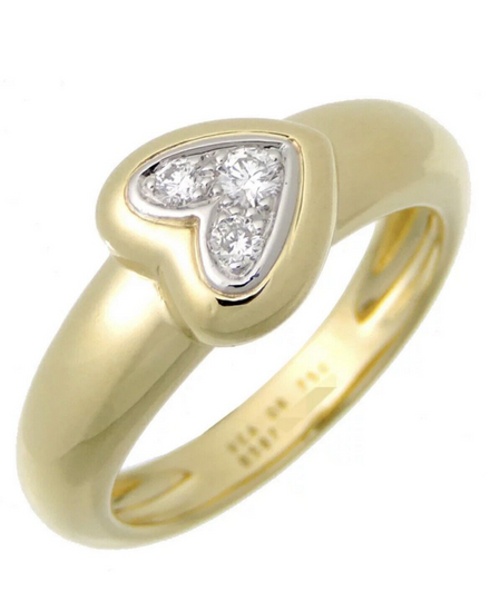 Van Cleef & Arpels 18K Yellow Gold Diamond Heart Ring Size 6 (Ring)