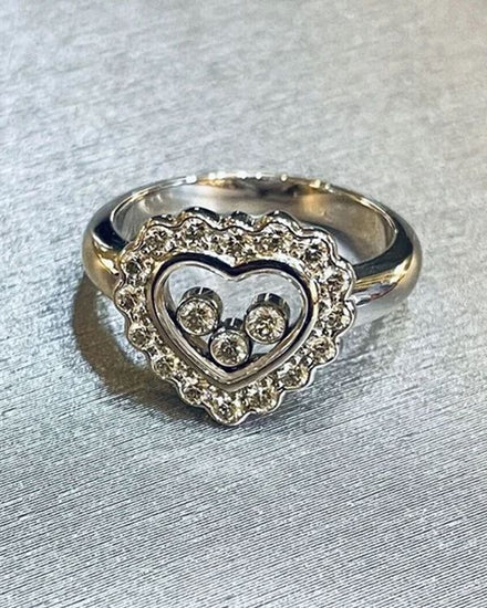 Chopard Happy Diamonds 18K White Gold Heart Ring Size 5.75 (Ring)