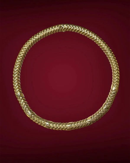 Bvlgari Accessories 18K Yellow Gold "Spiga" Chevron Necklace (Necklace)