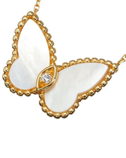 Van Cleef & Arpels Accessories 18K Yellow Gold Mother of Pearl Diamond Butterfly Necklace (Necklace)