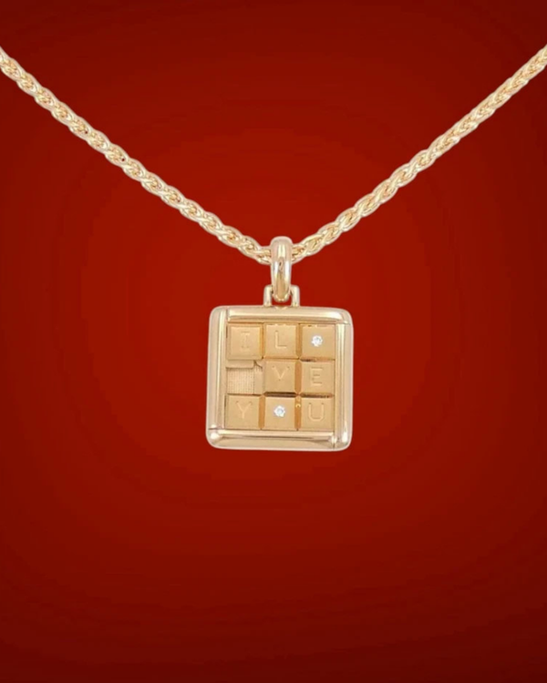 Cartier 18K Rose Gold Diamond I Love You Puzzle Necklace (Cartier Puzzle Necklace)