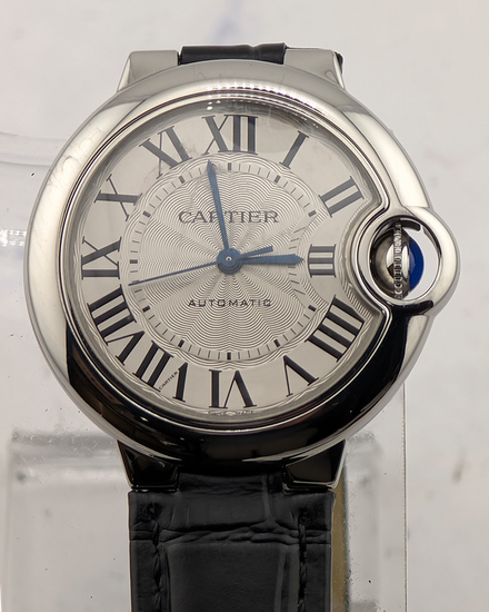 No Reserve - 2022 Cartier Ballon Bleu 33MM Silver Dial Leather Strap (WSBB0030)