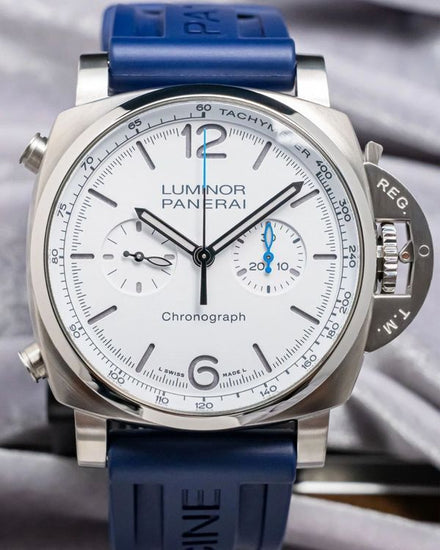 2022 Panerai Luminor Chrono 44MM White Dial Rubber Strap (PAM01218)