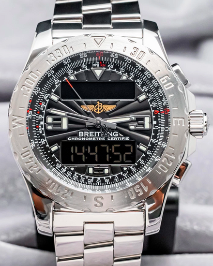 Breitling Airwolf 43.5MM Quartz Black Dial Steel Bracelet (A78363)