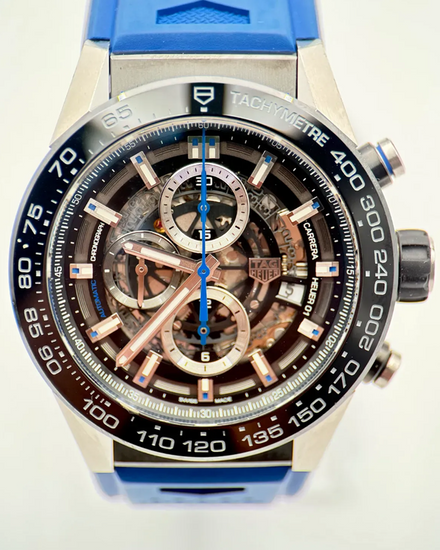 Tag Heuer Carrera 43MM Skeleton Dial Rubber Strap (CAR2A1T.FT6052)
