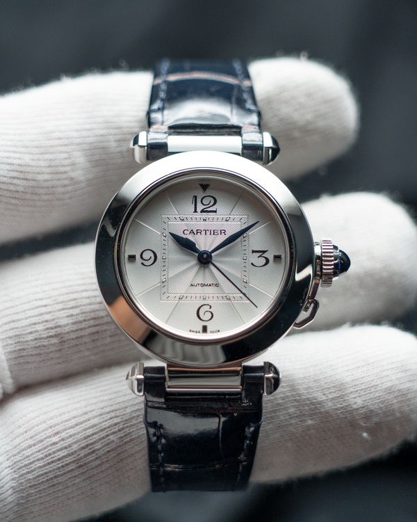 No Reserve - 2015 Cartier Pasha De Cartier 35MM Silver Dial Leather Strap (WSPA0012)