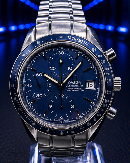 No Reserve - 2016 Omega Speedmaster Date 40MM Blue Dial Steel Bracelet (3212.80.00)