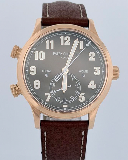 No Reserve - 2023 Patek Philippe Calatrava Pilot Travel Time 42MM Brown Dial Leather Strap (5524R-001)