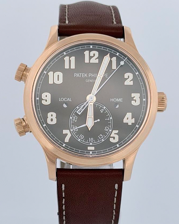 No Reserve - 2023 Patek Philippe Calatrava Pilot Travel Time 42MM Brown Dial Leather Strap (5524R-001) (5524R-001)