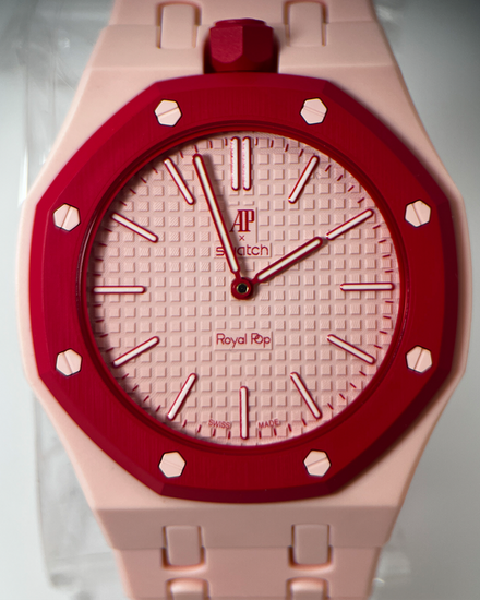 No Reserve - 2026 Audemars Piguet Royal Pop X Swatch "Otto Rosso" 40MM Pink Dial Aftermarket Plastic Bracelet (SSX03R100N)
