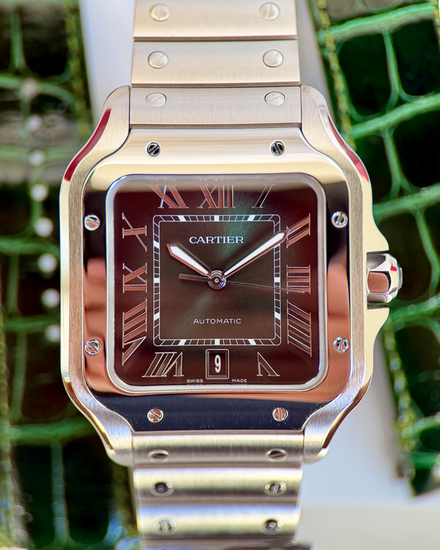 2025 Cartier Santos De Cartier Large 39.8MM Green Dial Steel Bracelet (WSSA0062)