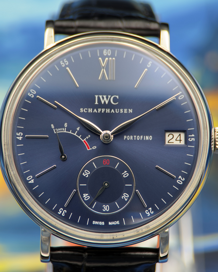 No Reserve - 2019 IWC Schaffhausen Portofino 45MM Blue Dial Leather Strap (IW510106)