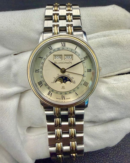 Blancpain Villeret Triple Calendar Moonphase 34MM Silver Dial Two-Tone Bracelet (6501)