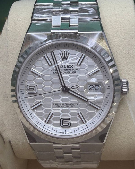 2026 Rolex Land-Dweller 40MM White "Honeycomb" Dial Flat Jubilee Bracelet (127334)