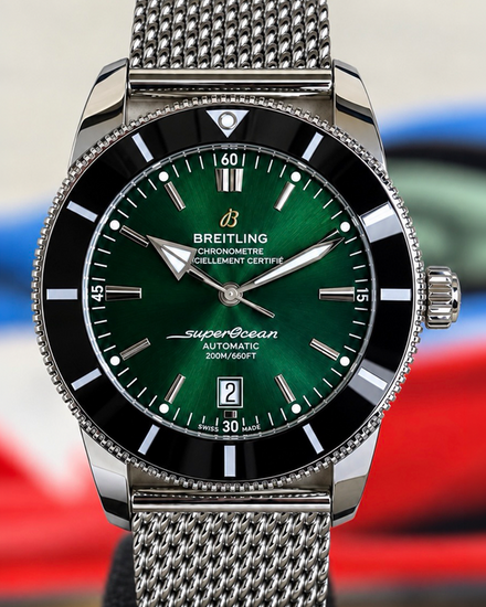 No Reserve - 2024 Breitling Superocean Heritage B20 46MM Green Dial Steel Bracelet (AB2020)