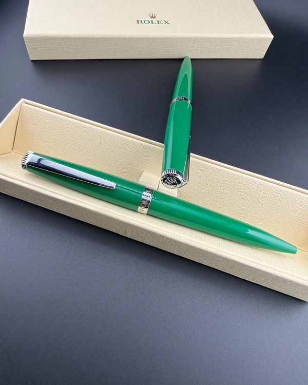 Rolex Green Lacquer Silver-Tone Trim VIP Gift Ballpoint Pens (Pen)