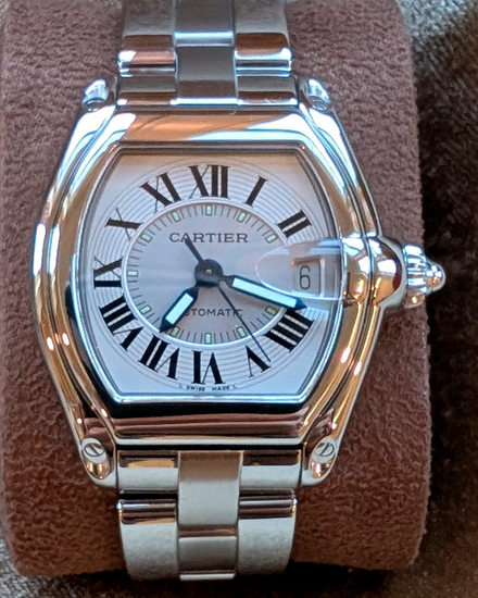 No Reserve - Cartier Roadster De Cartier 38MM Silver Dial Steel Bracelet (W62000V3)