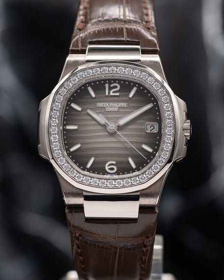 2015 Patek Philippe Nautilus 32MM Quartz Grey Dial Aftermarket Leather Strap (7010G-012)