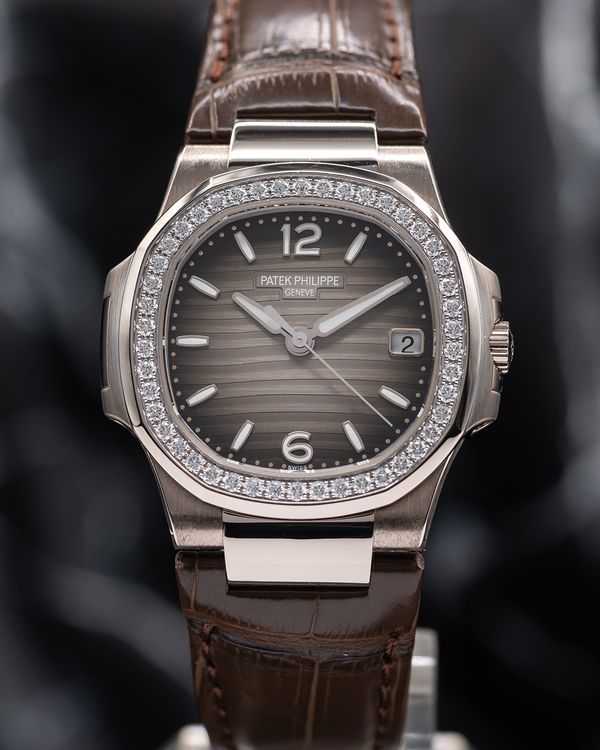 2015 Patek Philippe Nautilus 32MM Quartz Grey Dial Aftermarket Leather Strap (7010G-012)
