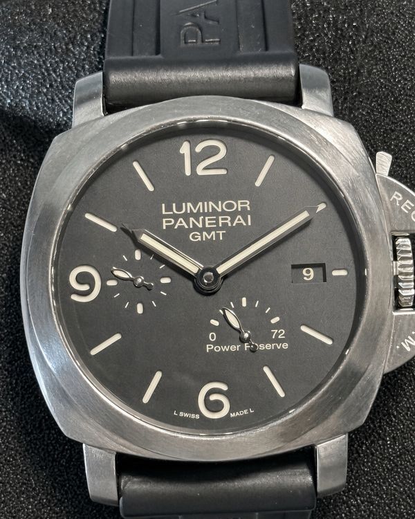 2015 Panerai Luminor 1950 3 Days GMT Power Reserve 44MM Black Dial Rubber Strap (PAM00321)