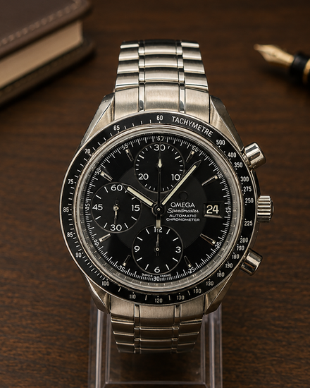No Reserve - 2017 Omega Speedmaster Date 40MM Black Dial Steel Bracelet (3210.50.00)