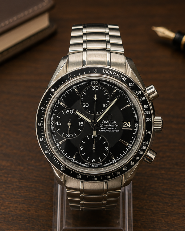 No Reserve - 2017 Omega Speedmaster Date 40MM Black Dial Steel Bracelet (3210.50.00)