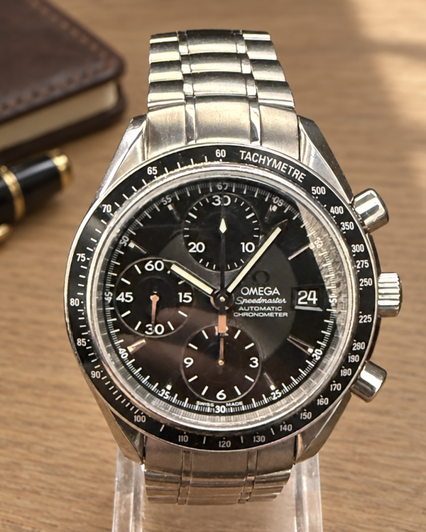 No Reserve - Omega Speedmaster Date 40MM Black Dial Steel Bracelet (3210.50.00)