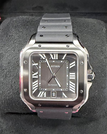 2026 Cartier Santos De Cartier 39.8MM Black Dial Rubber Strap (WSSA0037)