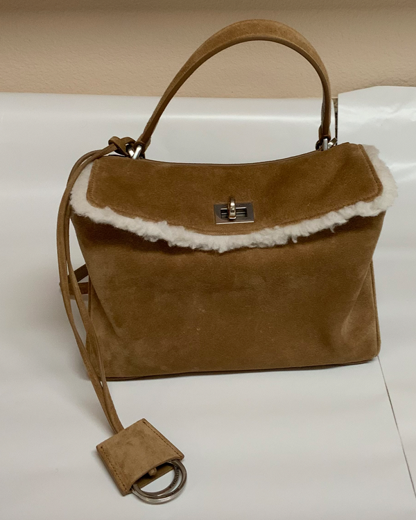 2026 Balenciaga Bag Rodeo Mini In Noce/White Leather Silver Hardware Leather Strap (Bag)