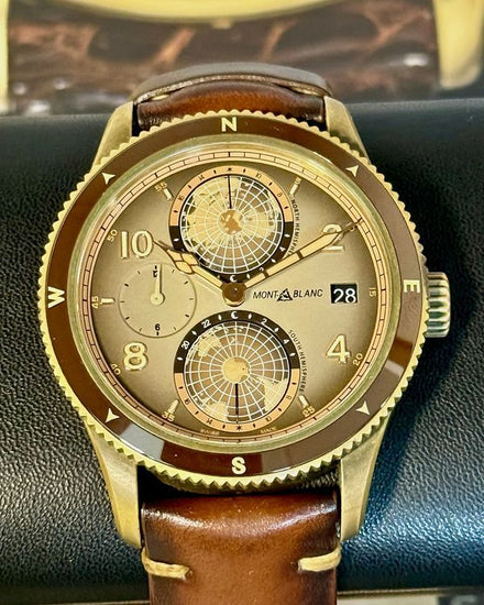 2021 Montblanc 1858 Geosphere L.E. 42MM "Desert" Dial Leather Strap (128504)