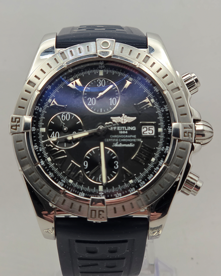 Breitling Chronomat Evolution 43.7MM Black Dial Rubber Strap (A13356)