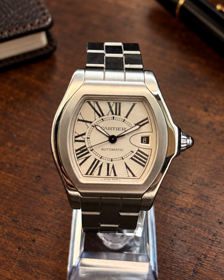 No Reserve - 2010 Cartier Roadster S Large Model 46MM Silver Dial Steel Bracelet (W6206017)