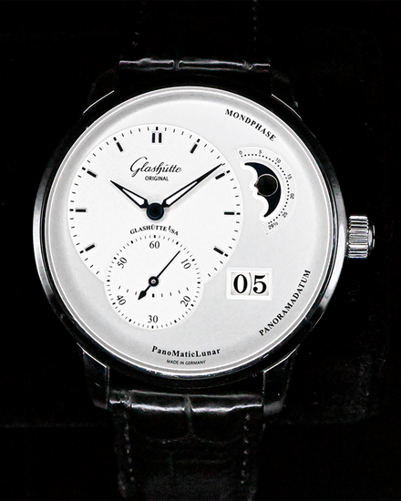 No Reserve - 2021 Glashütte Original PanoMaticLunar 40MM Silver Dial Leather Strap (1-90-02-42-32-05)