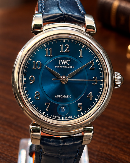 No Reserve - 2019 IWC Schaffhausen Da Vinci 36MM Blue Dial Leather Strap (IW458312)