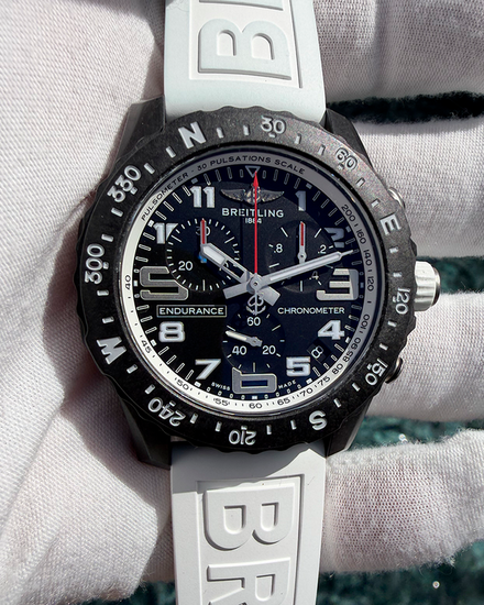 2021 Breitling Endurance Pro 44MM Quartz Black Dial Rubber Strap (X82310)
