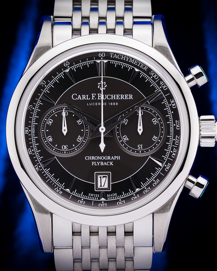 Carl F. Bucherer Manero Flyback 43MM Black Dial Steel Bracelet (00.10919.08.33.21)