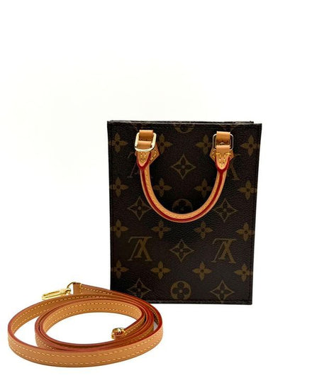 Louis Vuitton Bag Mini Tote Bag Canvas Brown Gold Tone Hardware Leather Handles Strap (Bag)