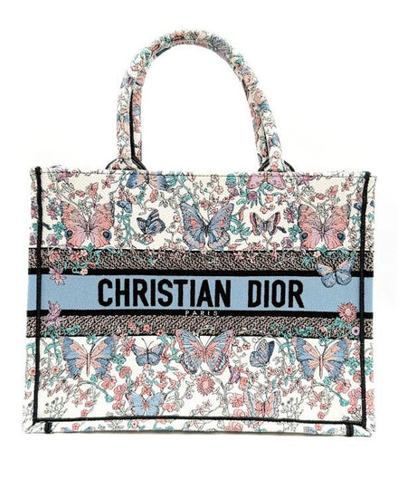 2025 Dior Book Tote Toile de Jouy Papillon Textile Embroidered Accents Textile Strap (Bag)