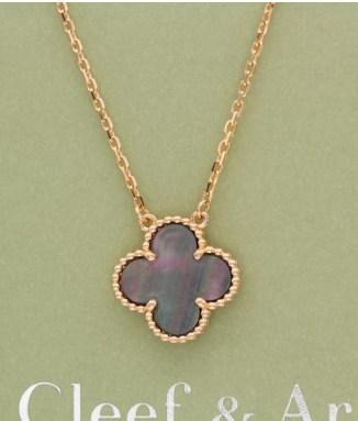 2021 Van Cleef & Arpels Accessories Vintage Alhambra 18k Rose Gold Gray Mother of Pearl Necklace (VCARP4KK00)