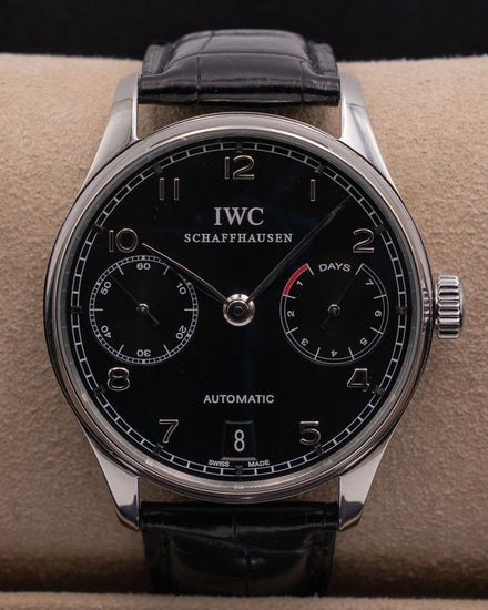 IWC Schaffhausen Portugieser 42MM Black Dial Leather Strap (IW500109)