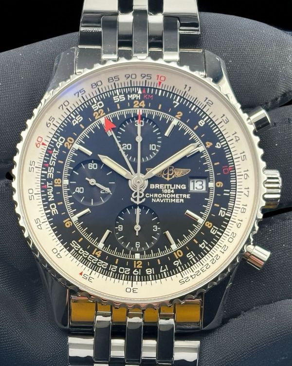 Breitling Navitimer World 46MM Blue Dial Steel Bracelet (A24322)
