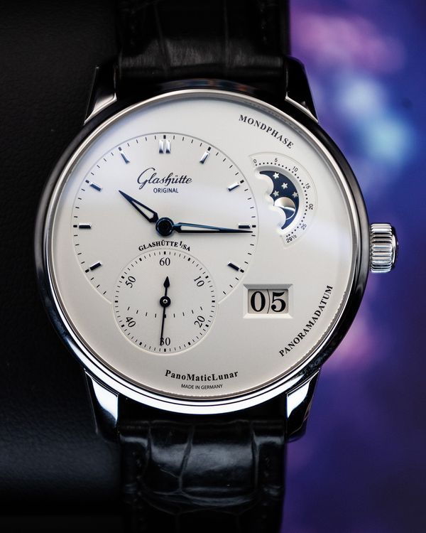 No Reserve - 2024 Glashütte Original PanoMaticLunar 40MM Silver Dial Leather Strap (1-90-02-42-32-05)