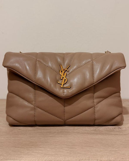 2022 Saint Laurent Bag Toy Puffer Beige Leather Gold-Toned Hardware Leather Strap (Bag)