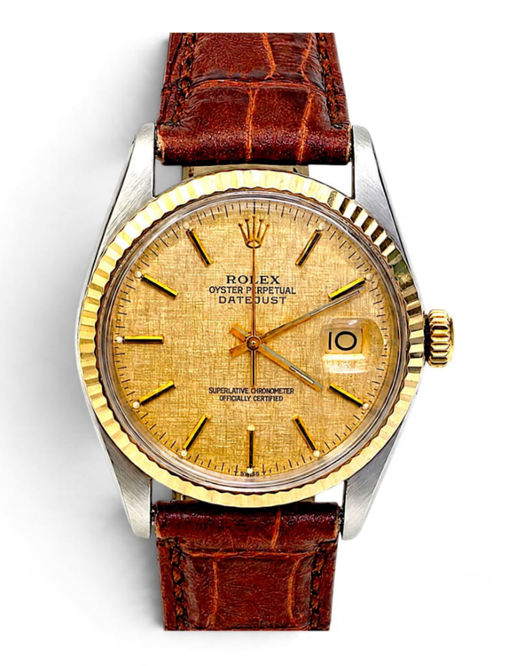 Rolex Datejust 36MM Champagne "Linen" Dial Aftermarket Leather Strap (16013)