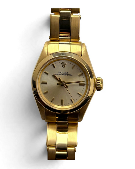 Rolex Oyster Perpetual 26MM Silver Dial Yellow Gold Oyster Bracelet (6618)