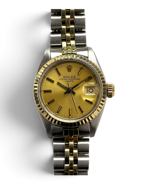 Rolex Oyster Perpetual Lady Date 26MM Champagne Dial Aftermarket Two-Tone Jubilee Bracelet (6917)
