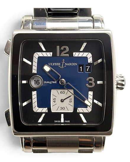 Ulysse Nardin Quadrato Dual Time 42MM Blue Dial Steel Bracelet (243-92)