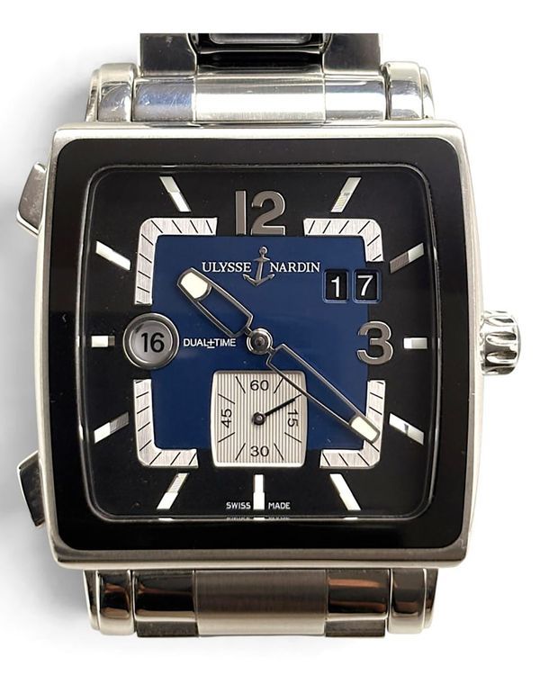 Ulysse Nardin Quadrato Dual Time 42MM Blue Dial Steel Bracelet (243-92)